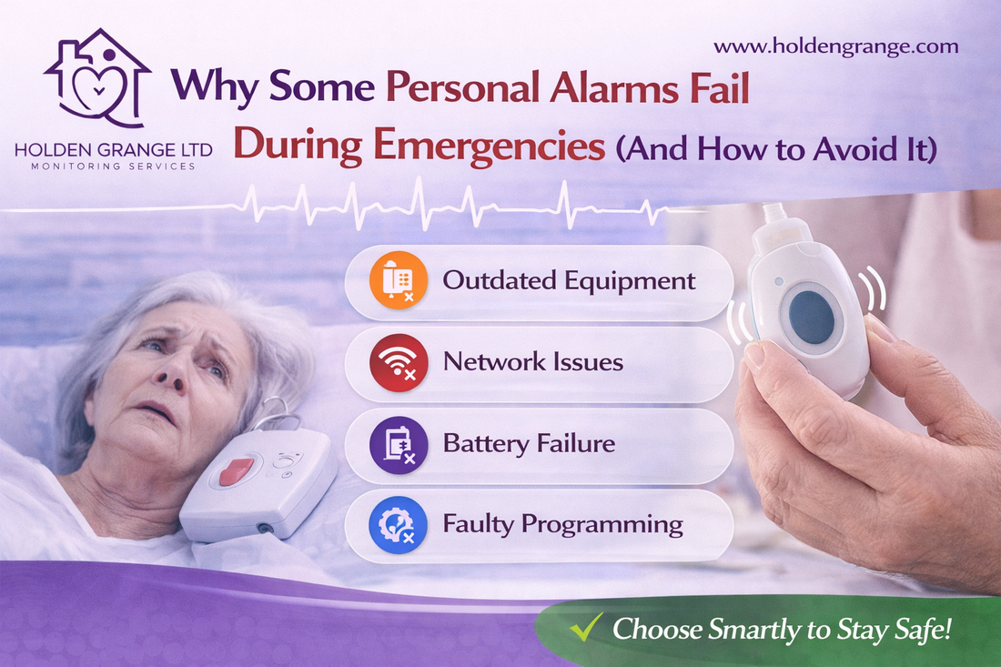 Worried older woman lying in bed beside her pendant alarm, with a hand pressing another pendant nearby